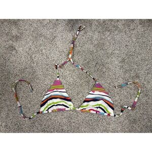 Zingara Bikini Top Women Small Multi-Color Excellent Striped Scalloped Triangle